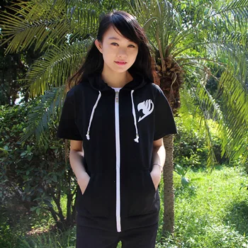 

Top Anime Fairy Tail Guild Logo Zip-up Hoody Autumn Spring Thin Short Sleeve Cotton Casual Hoodie Cosplay New