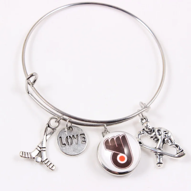 love philadelphia flyers team bracelet hockey charm bracelet wire flyers bracelet with charm