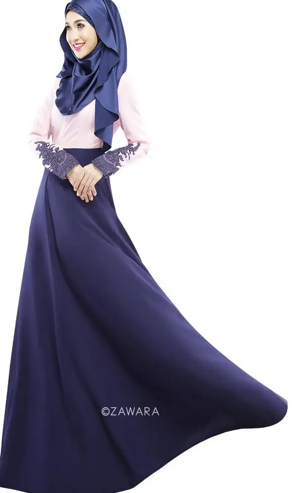 Исламские мусульманские платья для женщин длинные платья Малайзия Абайи в Дубае Турецкая женская одежда женские мусульманские платья - Цвет: Синий