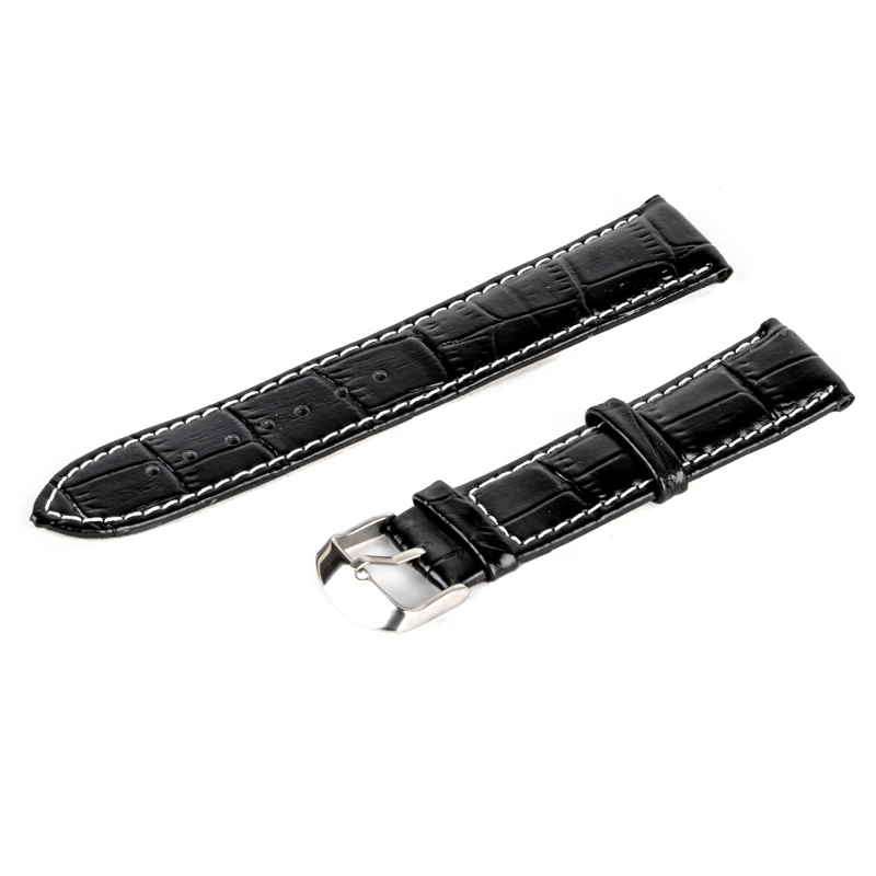 Black Brown Unisex Leather Watchband Steel Buckle Sport Wrist Watch Band Strap Belt Watch Accessories 18/20/22/24mm