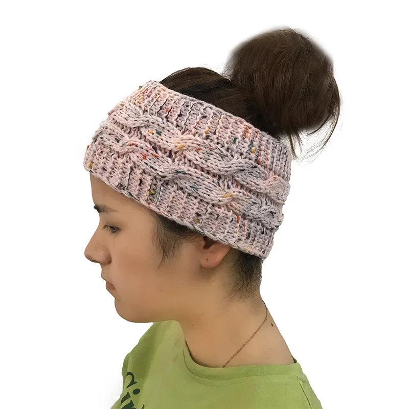 Women Autumn Knitted Hat Winter Warm Bun Ponytail Beanie High Stretch Female Hats Girls Turban Fashion Cap Head Warmer CP0293 (25)