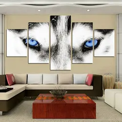 Современные HD роспись стены Книги по искусству модульная плакат 5 Панель животных Волк печатных холст Гостиная фотографии украшение дома