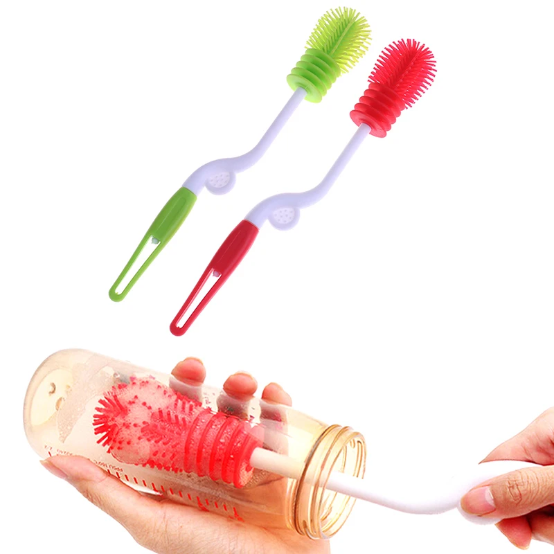 

1PCS Baby Bottle Brush Nipple Milk Feeding Cleaning Rotating Silica Gel Hanging Brush