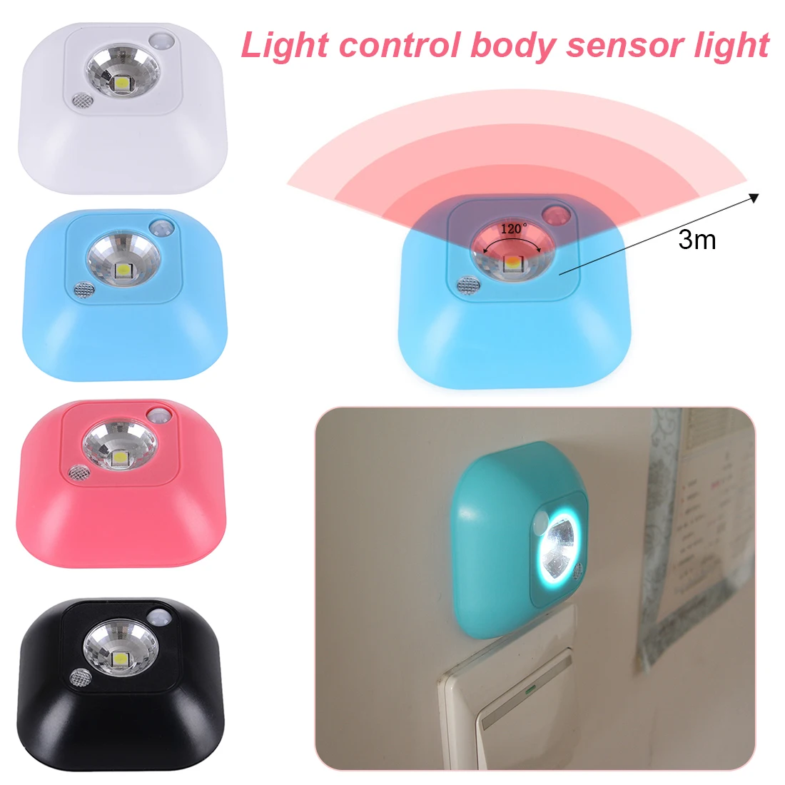 

LED Night Light PIR Motion Sense Lights Infrared Induction Lamp LED Wireless Wardrobe Wall Light Emergency Lamps AAA Battery*3