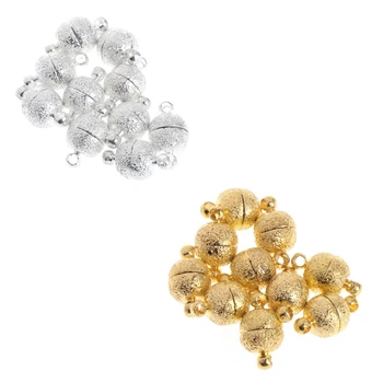 

10Pcs/Set 8mm Magnetic Clasps Dull Polish Round Gold Silver Plated Jewelry