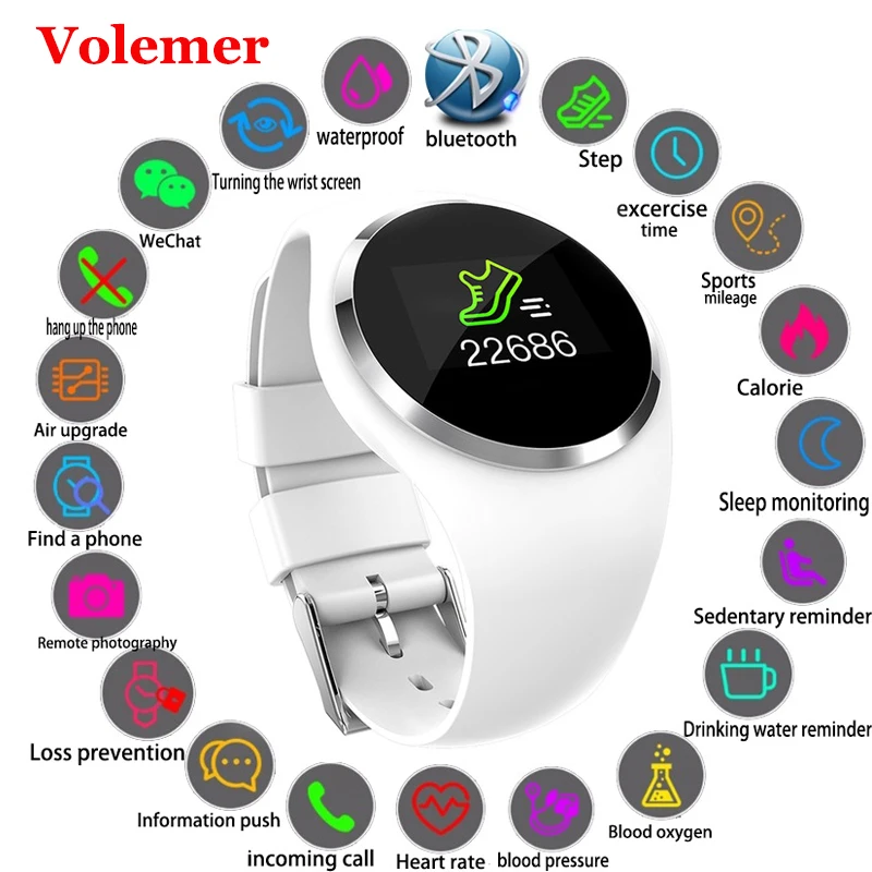

100%Original Volemer Smart Wristband Color LCD Screen Blood Pressure Heart Rate Monitor Fitness Tracker Smart Bracelet For phone