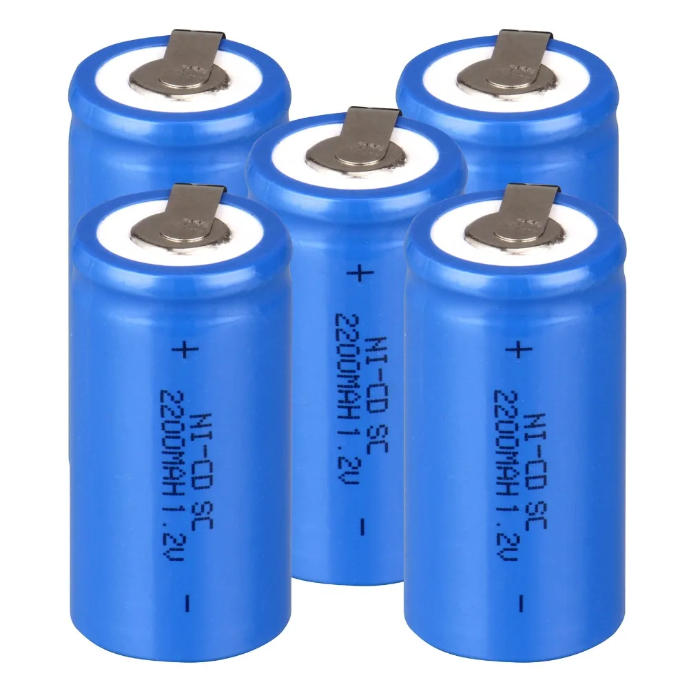 High quality !5 PCS Sub C SC battery rechargeable battery 1.2V 2200mAh Ni Cd Ni Cd Battery Blue