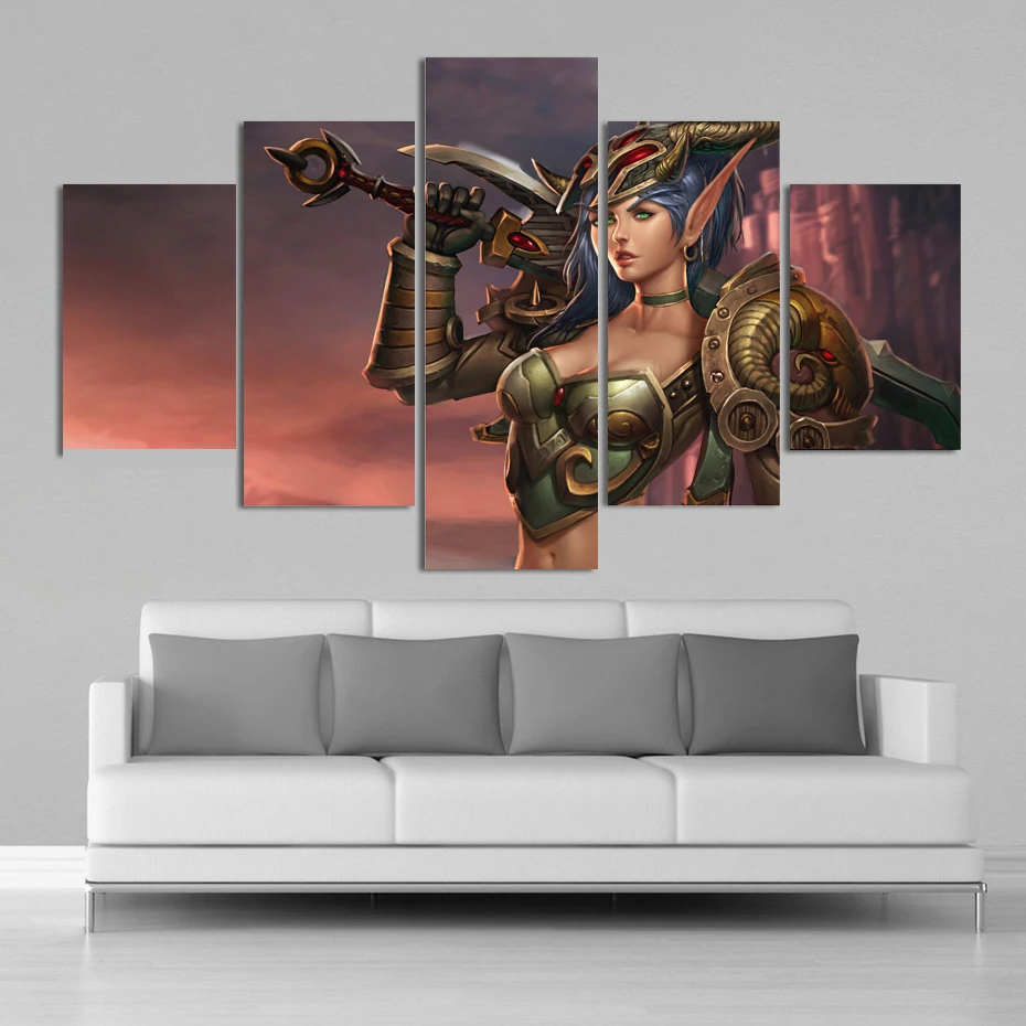  World War Battle DOTA Modern Game color Paintings Poster Wall Print color 5 Panel Home Decorations 