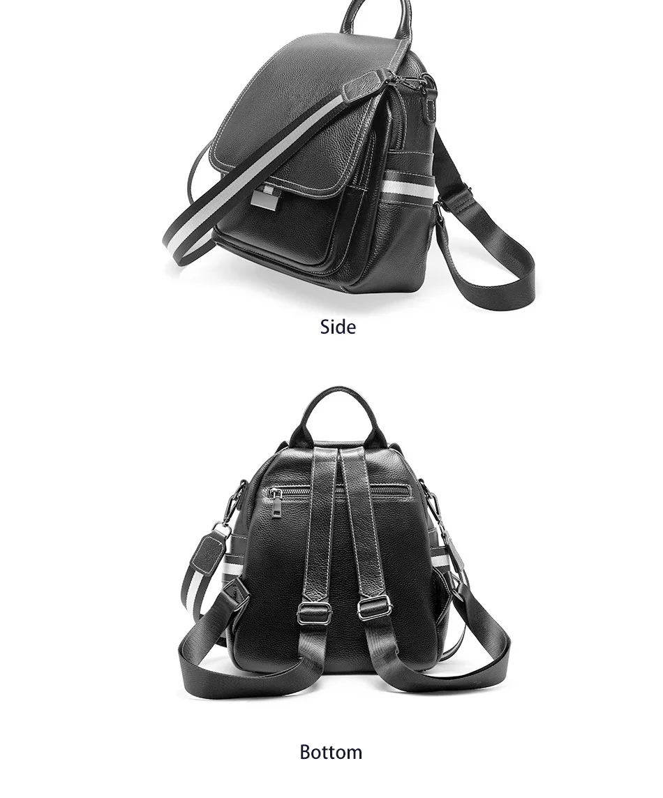 Женский рюкзак Zency с защитой от краж, натуральная кожа, пляжный ранец, повседневный ранец, черный, синий