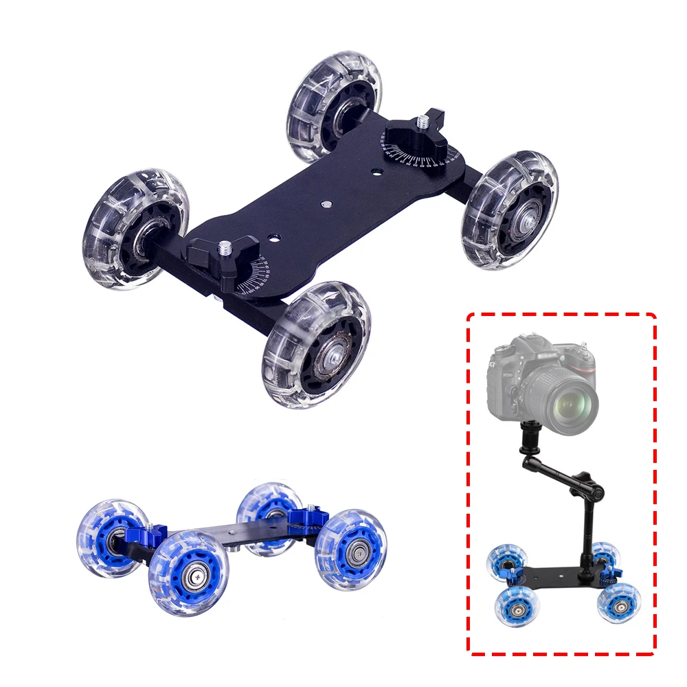 

Dolly+11 Inch Magic Arm Tabletop Mobile Rolling Video Rail Skater for SLR DSLR Camera Slider Track Dolly Car With Magic Arm