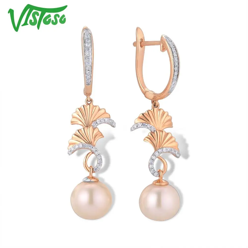 VISTOSO Pure 14 K 585 розовое золото сверкающие бриллианты элегантные пресноводные