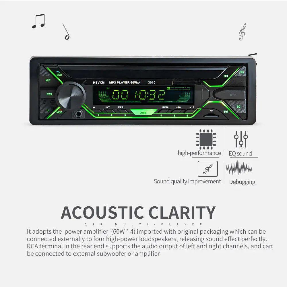 

1 Din Stereo Audio Colorful Detachable Car Radio Bluetooth Autoradio USB MP3 SD FM Tuner Single-disc U Disk Unit Machine D4785BT