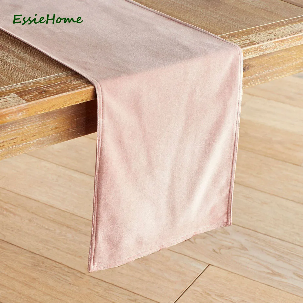 

ESSIE HOME Pink Blush Pink Baby Pink Double Side Matte Velvet High End Table Runner Table Cloth Table Runner Placemat