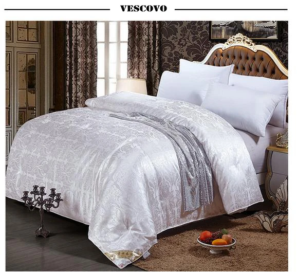 VESCOVO silk fabric full size comforter mulberry silk quilt queen size