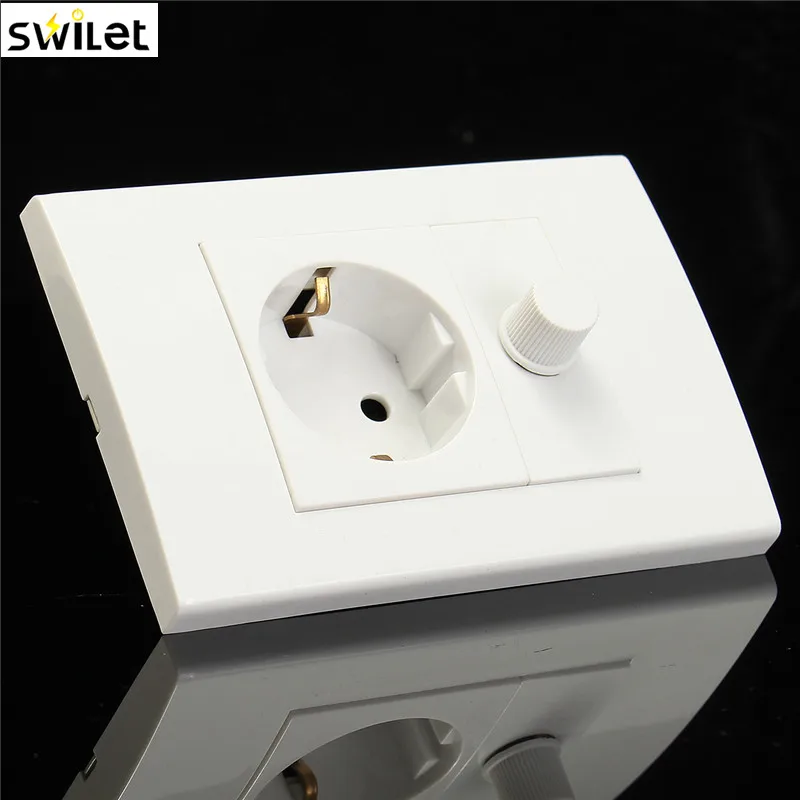 SWILET EU Plug Wall Socket Single Charger Port Outlets White Plate With