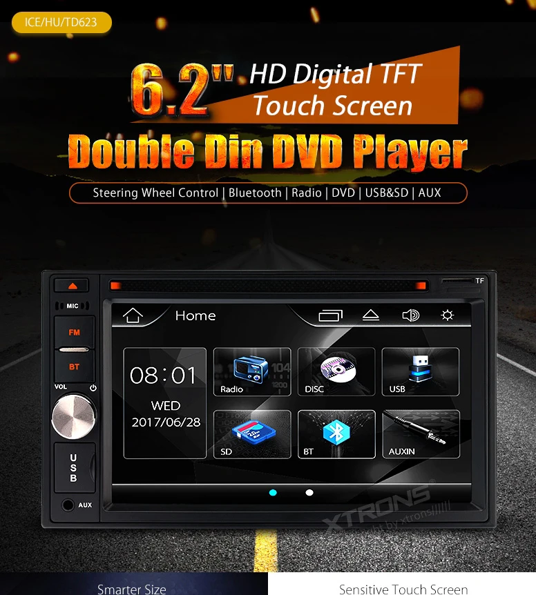 Best 6.2" Sensitive Touch Screen Two Din Car DVD 2 Din Car Radio Double Din Car Multimedia Player with Easy to Operate UI 1