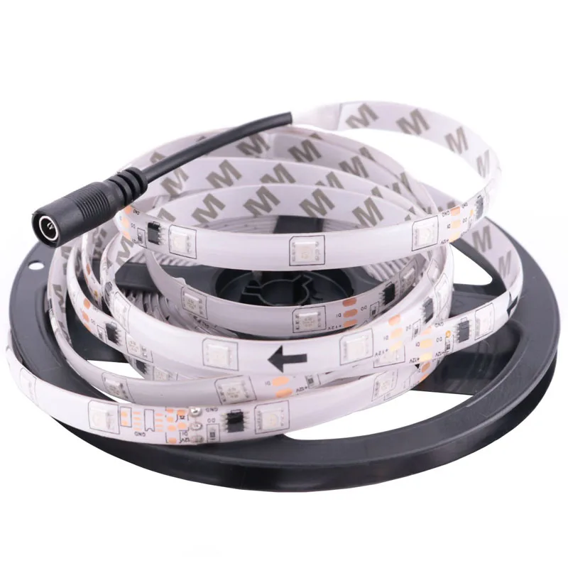 buy SMD5050 LED Flexible Strip 5 Meter RGB 1903 IC Magic Lighting Rope Ribbon 30leds m IP65 Waterproof DC12V + 5A Adapter EU US UK