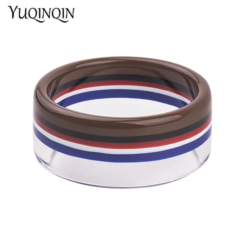 

Classic Resin Cuff Fashion Bracelets Bangles for Women Colourful Stripe Acrylic Wide Bracelets Female Charm Party New Jewelry