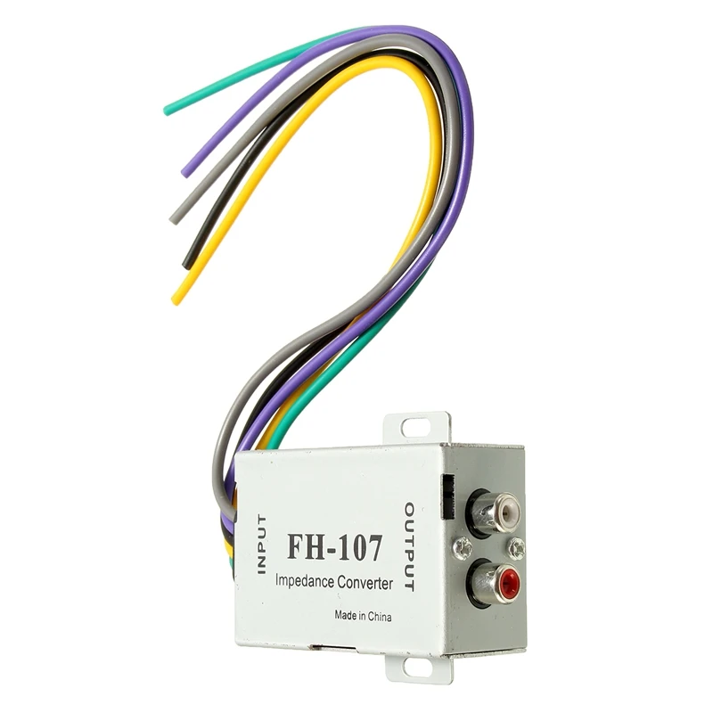 Adjustable Car Speaker to RCA Level Adaptor High to Low Sockets Auto Line Out Audio Comverter