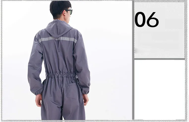 CCGK Work Clothing Hooded Overalls Men Women Long Sleeve Coveralls Reflective Stripe Repairman Machine Welding Worker Uniforms (18)