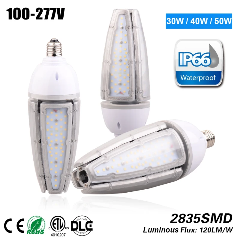 

CE ROHS IP67 waterproof E26 E39 LED Corn Light bulb 30w 100-277VAC to replace 100w