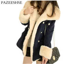 PAZEESHSE Coat Turn-down Collar Women’s Coat Slim Patchwork Jacket Thick Warm Full Sleeve Female Coats Fashion Fur Collar Jacket