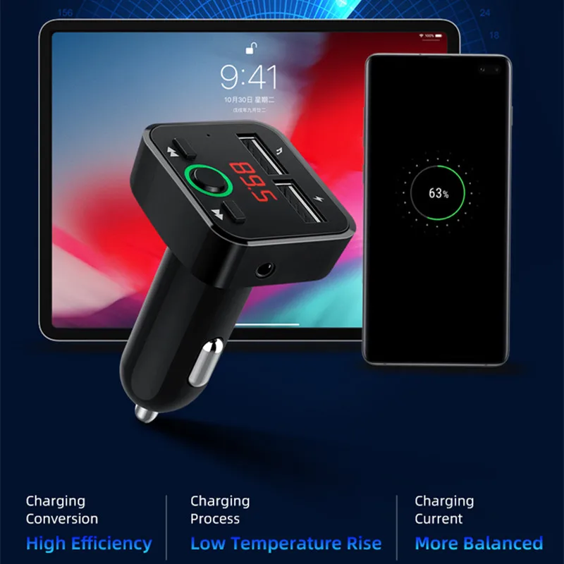 Обновление V5.0 FM передатчик Aux модулятор Bluetooth 5,0 USB Комплект автомобильного зарядного устройства Громкая связь MP3 плеер 2.1A мобильного телефона Зарядное устройство