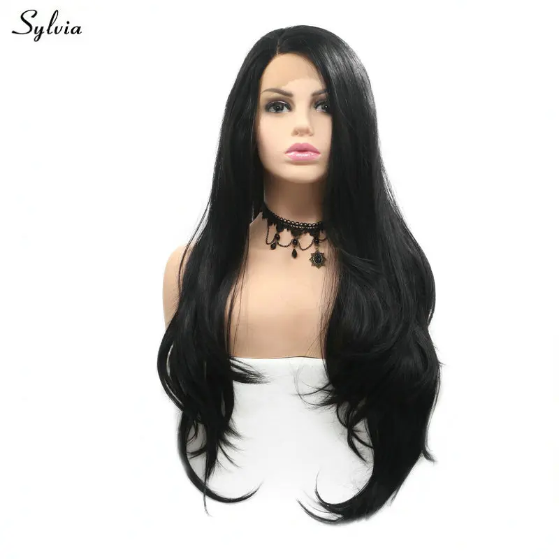 

Sylvia Wig Drag Queen Friendly Synthetic Lace Front Wigs for Women Girls Cosplay Party Holidays Natural Wave Long Hair Black Wig