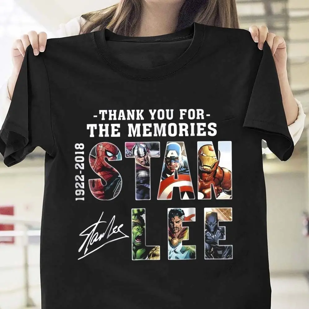 

New Arrival Stan Lee Thank You For The Memories T Shirt Stan Lee Black Men Fashion Cotton Tee