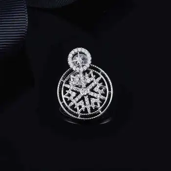 

[MeiBaPJ]Real 925 Sterling Silver Single Snowflake Disk Totem Earpin for Women AAA High Quality Drop Earrings Fine Jewelry