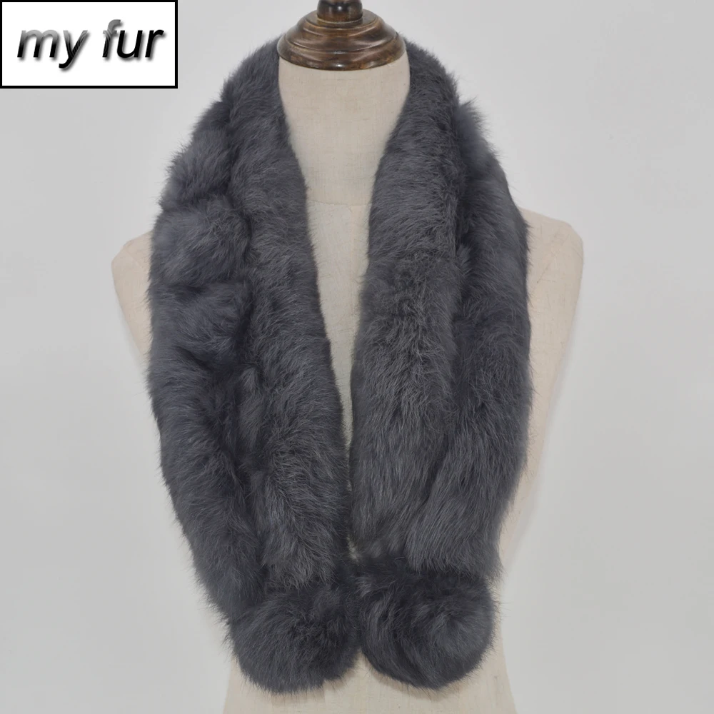 

Wholesale Retail Women Winter Real Rabbit Fur Scarf Lady Warm Kint Genuine Rabbit Fur Muffler 100% Natural Soft Rabbit Fur Scarf