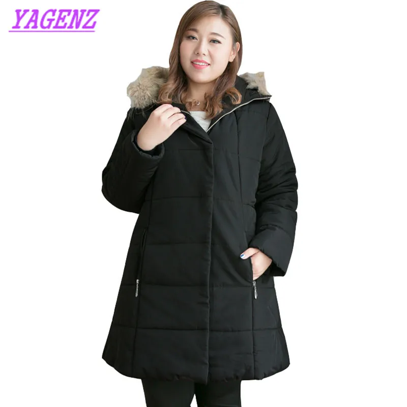Extra large size Winter Warm Down cotton Jacket Women Slim Long Cotton