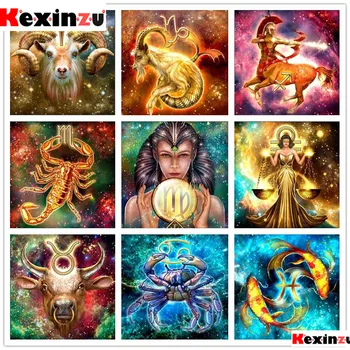 

kexinzu Full 5D DIY Diamond Painting Cross Stitch With Tool Religious Zodiac Landscape Diamond Embroidery 3D Mosaic Gift 013