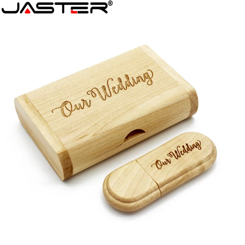 JASTER Maple USB флеш-накопитель с коробкой свадебный подарок(5 шт. бесплатный логотип) 16 ГБ 32 ГБ 64 ГБ USB 2,0 флеш-накопитель Флешка деревянная флешка