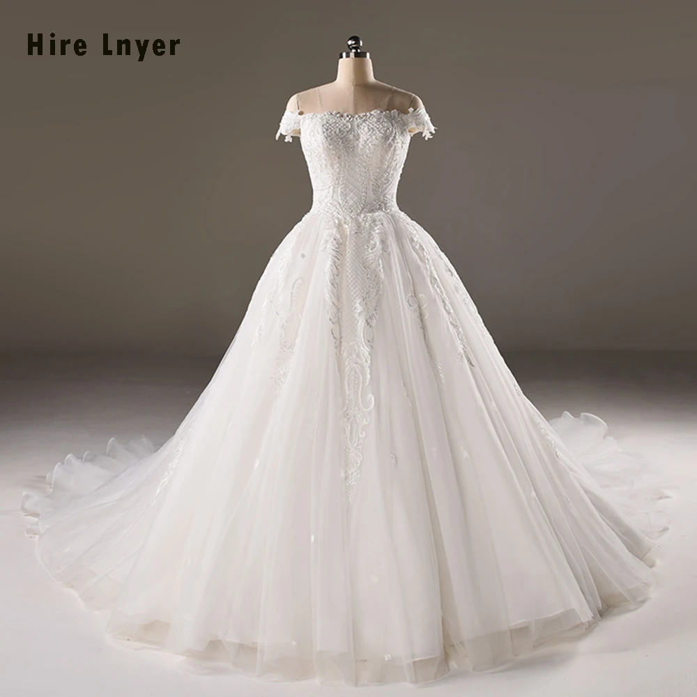 Нанимайте LNYER Vestidos Novia аппликация бисером, жемчужины свадебные платья женатые Большие размеры Alibaba Китай Vestito Da Sposa 2019