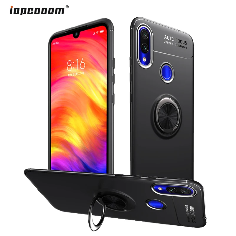 

Phone cases For Xiaomi Redmi Note 7 Case Finger Ring Holder Soft Silicone Matte Back Cover For Xiaomi Redmi 7 Coque