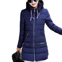 Women winter warm winter coat pocket zipper hooded coat thin cotton jackets women dress dress