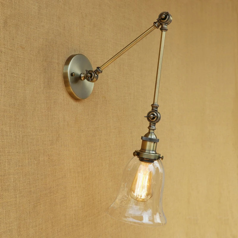 Винтажный чердак настенный светильник LED Промышленный прозрачный стеклянный