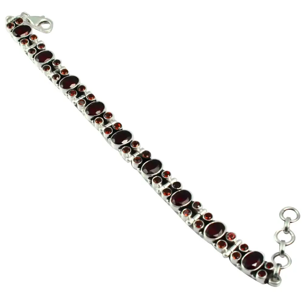 

Genuine Garnet Bracelet 925 Sterling Silver, 20.5 cm, MHBB0142