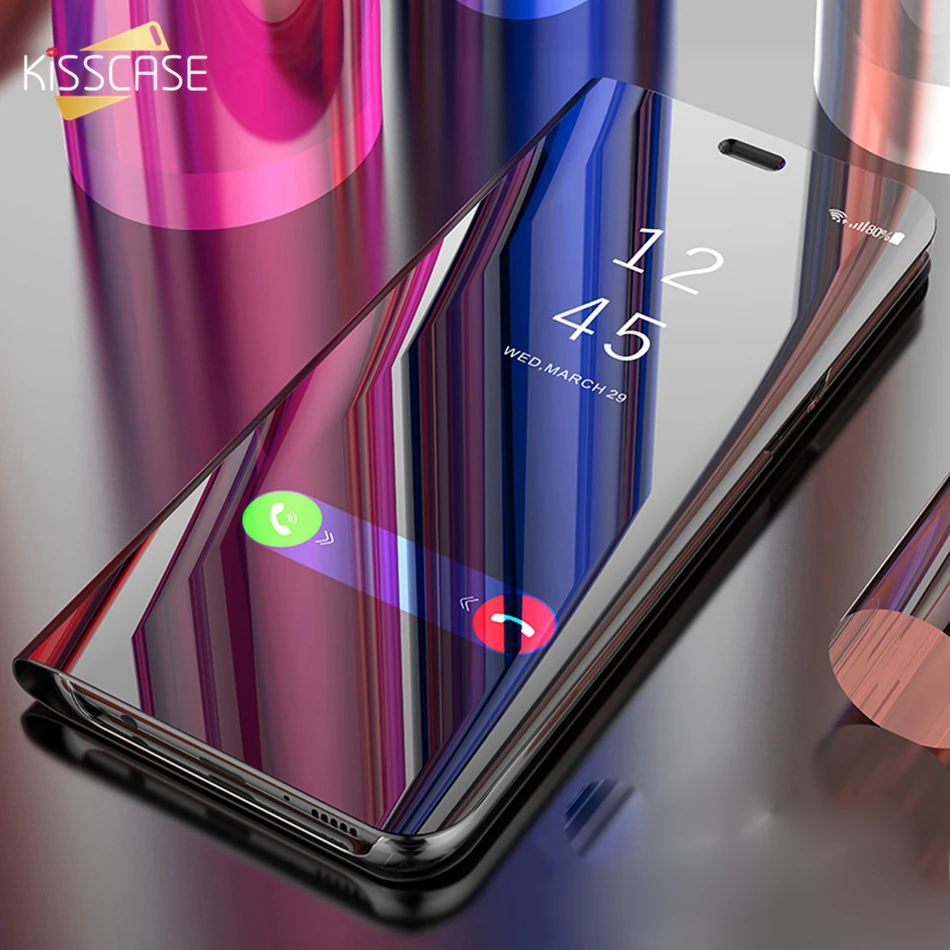 KISSCASE зеркальный флип-чехол для телефона Samsung Galaxy A70 A50 A40 A30 A90 A20 A10 Чехлы M20 M10 A9 2019 M40