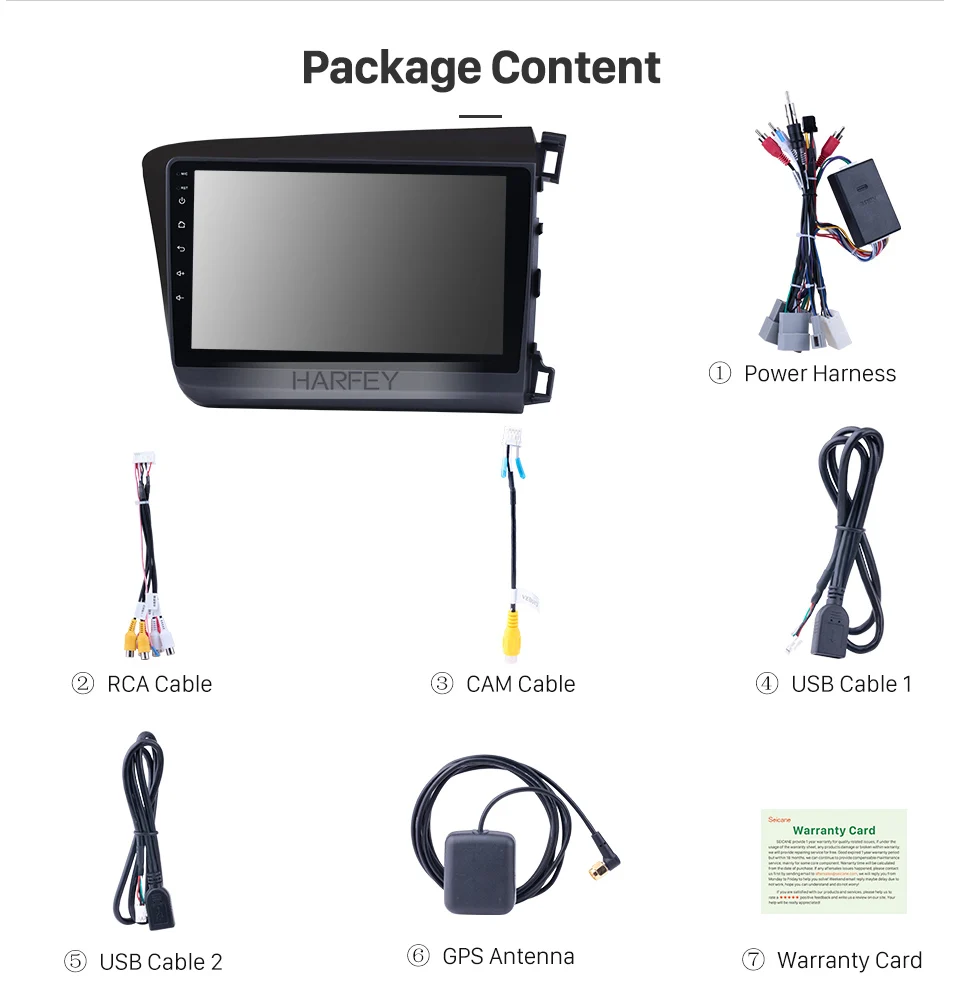 Clearance Harfey Car Radio GPS Multimedia Player For 2012 HONDA CIVIC Right Hand Driving Android 6.0/8.1 9" Head Unit With WIFI OBD2 16