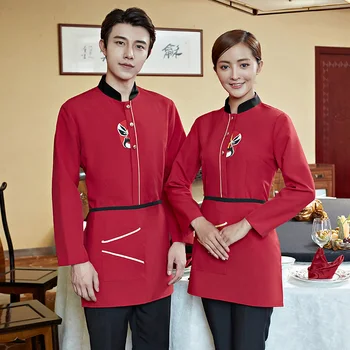 

Waiter Served In The Hotel Restaurant Work Hotel Fast-food Shop Hot Pot Tea Shop Catering Autumn And Winter Long Sleeved J339