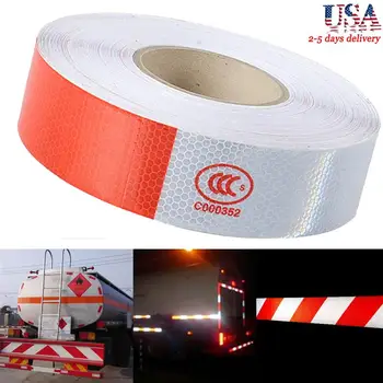 

5cmx45M Reflective Tape Roll White and Red Trailer Conspicuity Dot Sfety Warming Tape Reflective for Vehicle
