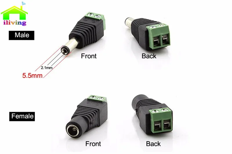 

10 pcs of DC12V Female Male Jack Adapter Connector Plug For CCTV Camara LED Strip Cable Connecting