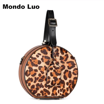 

2018 Women New Design Genuine Leatherround Shoulder Bag Fashion Printed Bag Vintage Mini Bag