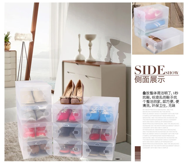 Cajas de zapatos plegables de plástico, organizador de zapatos transparente  para armario, cajón transparente apilable,cajas para zapatos - AliExpress