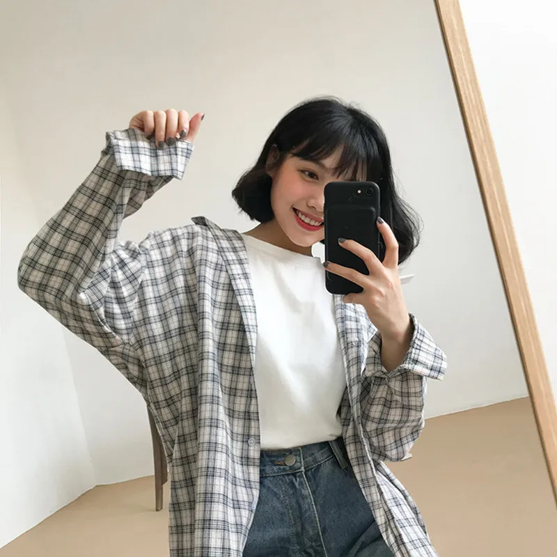 

2 colors 2018 autumn vintage style loose long sleeve shirt womens blouses womens tops (F3543)