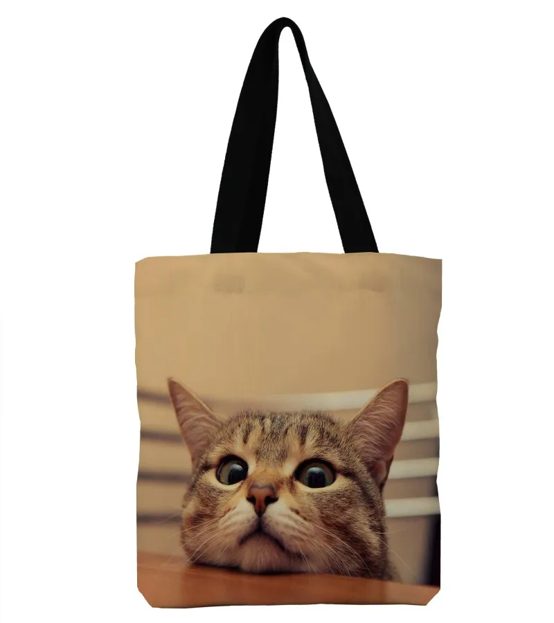 

ZHBSLWT 3D Printing Cute Cat Canvas Shoulder Bag Women Handbag Large Capacity Soft Shopping Bag Female Canvas Beach Bag Tote -11