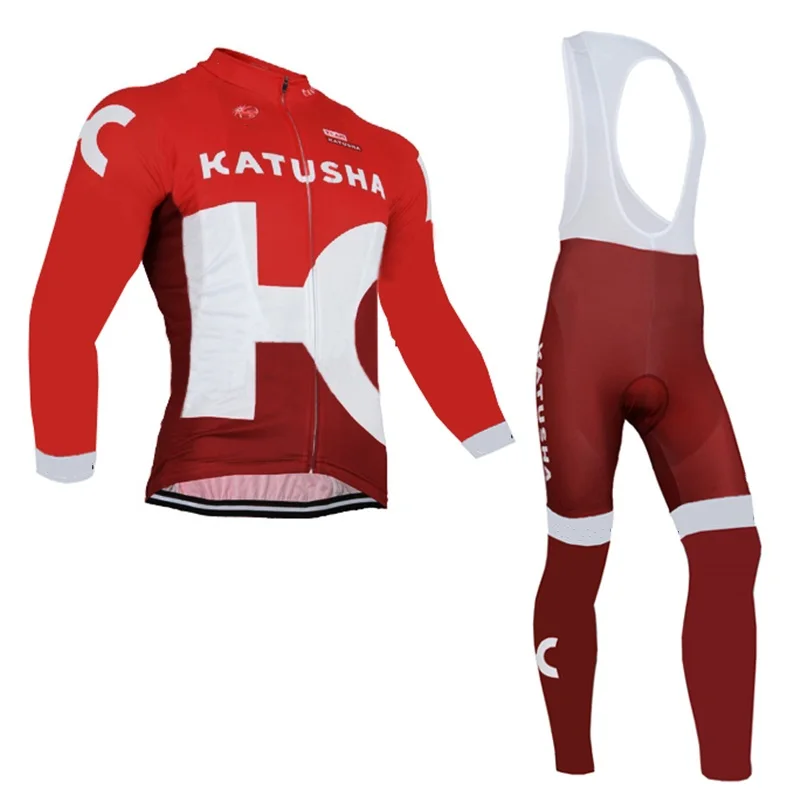 

winter thermal fleece pro team katusha Ropa Ciclismo Bicycle maillot red cycling jersey warmer bike clothing MTB 3D GEL
