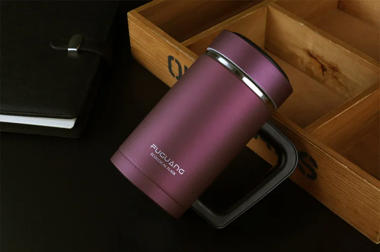 Высококачественный керамический фарфоровый Фиолетовый Глиняный термос из нержавеющей стали, Термокружка для здоровья, посуда для напитков, вакуумная колба, термос, чашка для чая, 400 мл